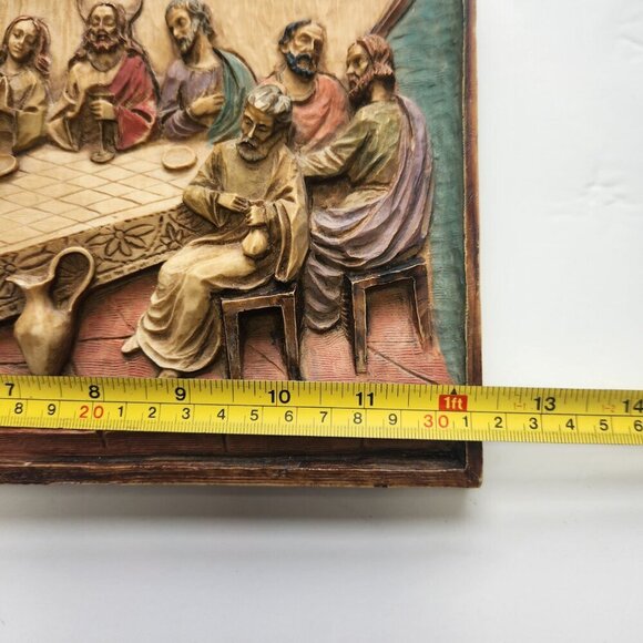 The Last Supper 3D Heavy Resin Wall Plaque 12.5x7.25" Colourful Italy Vintage - Picture 8 of 9